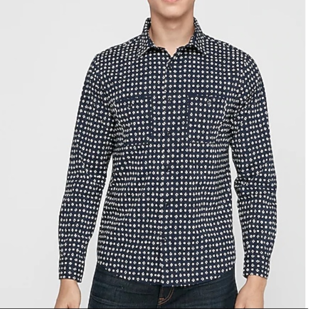 Men’s Slim Geometric Print Soft Wash Shirt